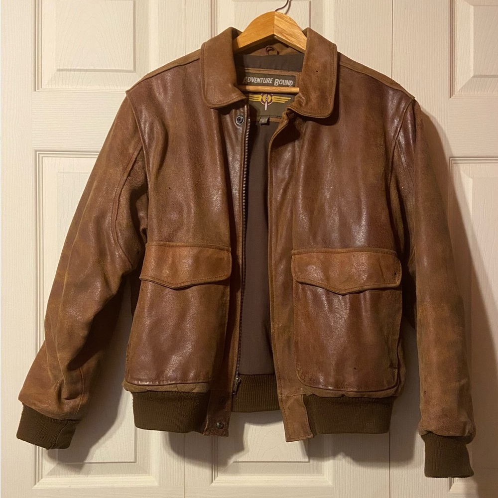 Adventure Bound Brown Leather Bomber Jacket